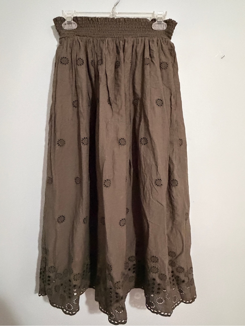 Michael Stars Brown Eyelet Maxi Skirt